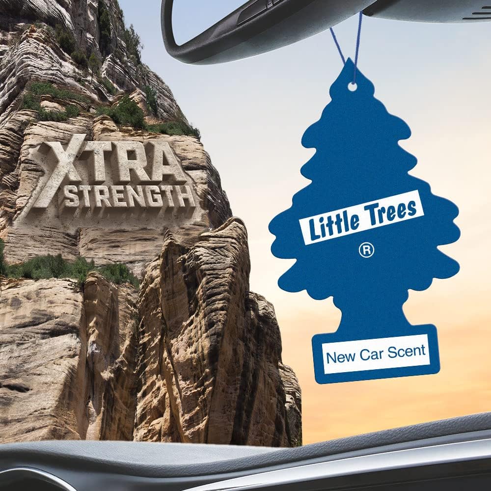 LITTLE TREES Ambientador de coche | Xtra Strength proporciona un aroma de larga duración para el automóvil o el hogar | Impulso extra de fragancia | Aroma de coche nuevo, 24 ambientadores