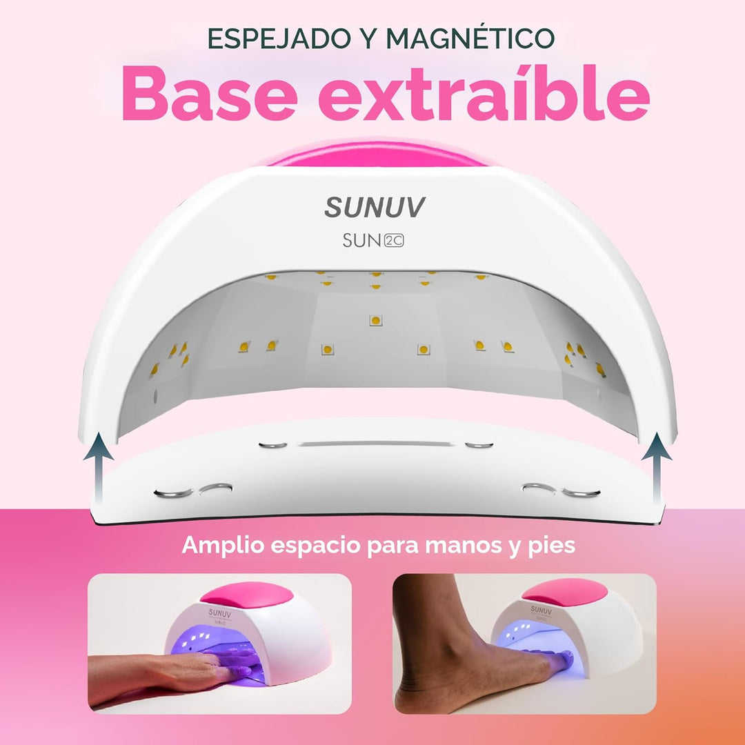 Lámpara para las uñas con 4 ajustes de temporizador SUN2C 48 W LED...