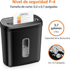 Amazon Basics Trituradora de papel y tarjetas de crédito de alta seguridad de 8 hojas con seguridad P-4, apagado automático, color negro