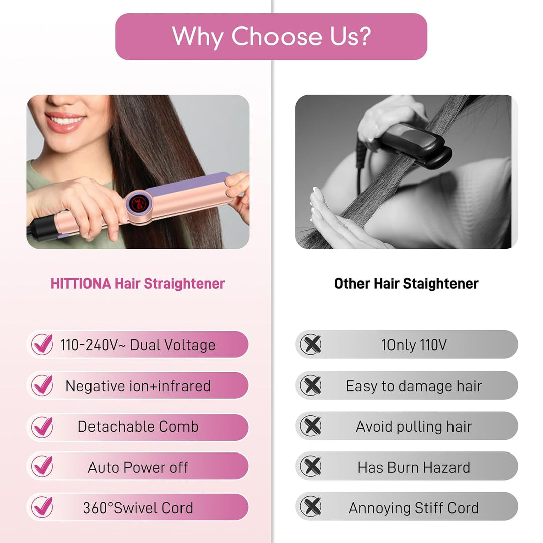HITTIONA Plancha plana para el cabello \u2013 Plancha plana iónica...