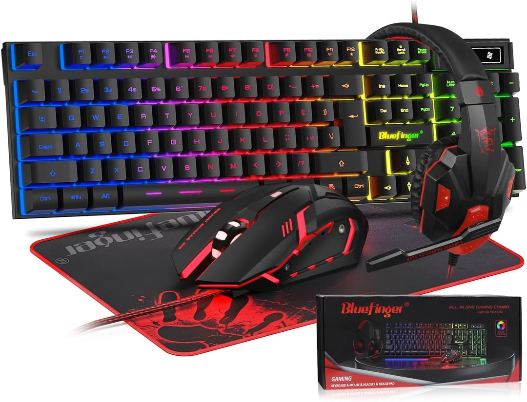 BlueFinger Combo de teclado RGB para juegos y mouse