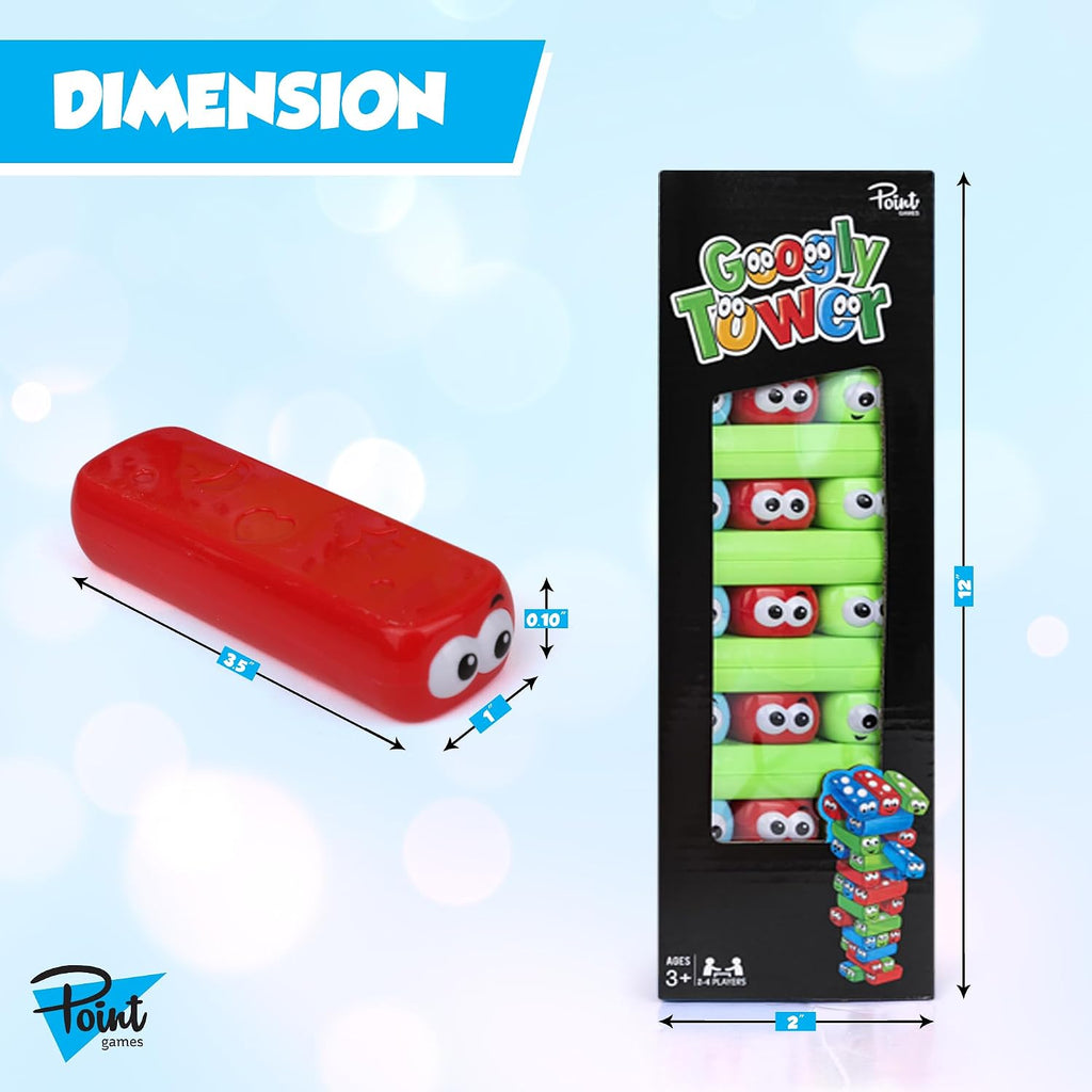 Point Games Googly Tower - Juego de torre apilable con diseño divertido, rompecabezas de desarrollo e interactivo, habilidades estabilizadoras de pruebas, a partir de 3 años