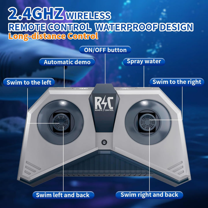 JUKUDAHU Juguetes de tiburón de control remoto de 2.4 GHz para niño...