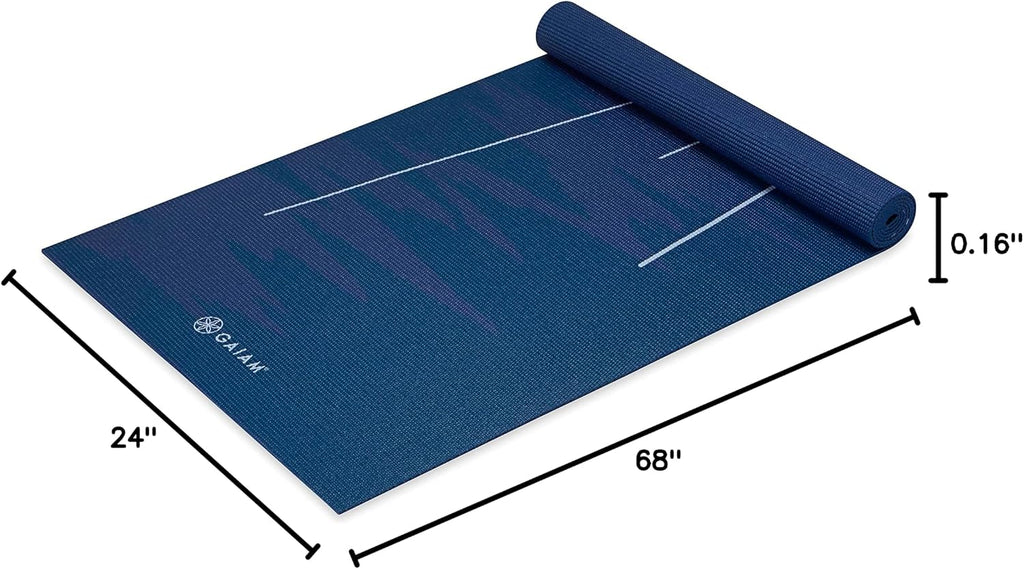 Gaiam - Tapete de yoga con estampado, antideslizante para ejercicio y fitness para todo tipo de yoga, pilates y ejercicios en el suelo
