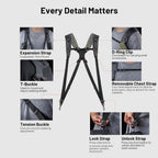 PGYTECH Cámara Strap Master, arnés de cámara dual para 3 cámaras, ajustable