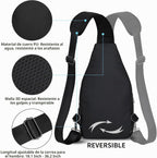 Bolso cruzado para hombres y mujeres, mochila de hombro casual, mochila de pecho para senderismo y viajes (L, negro)