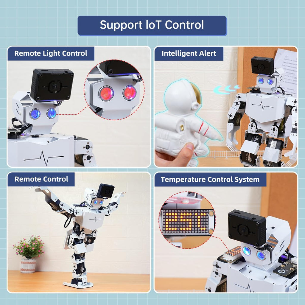 Robot de Interacción con Visión y Voz AI para Arduino Scratch Python Programación 17DOF Robot Humanoide Gran Modelo Proyecto STEM Educación Comando de Voz Caminar Bailar Autopárate Kit estándar Tonybot