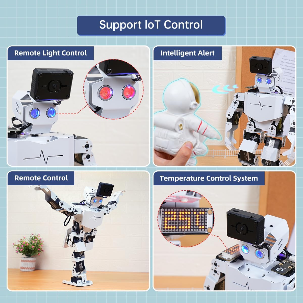 Robot de Interacción con Visión y Voz AI para Arduino Scratch Python Programación 17DOF Robot Humanoide Gran Modelo Proyecto STEM Educación Comando de Voz Caminar Bailar Autopárate Kit estándar Tonybot