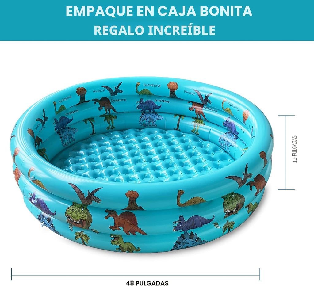 Piscina inflable de dinosaurio para bebés, piscina infantil de 48 x 12 pulgadas
