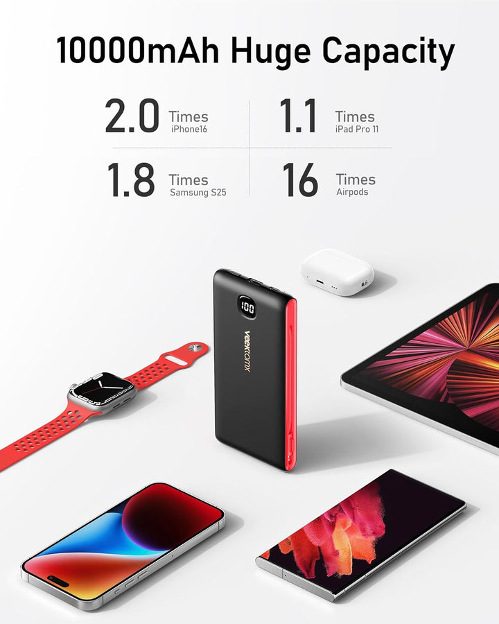 VEEKTOMX Cargador portátil con cables integrados de 10000 mAh, banc...
