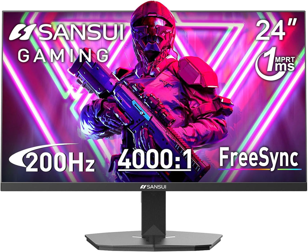 SANSUI - Monitor de juegos de 24 pulgadas 200Hz 180Hz 1Ms FreeSync...