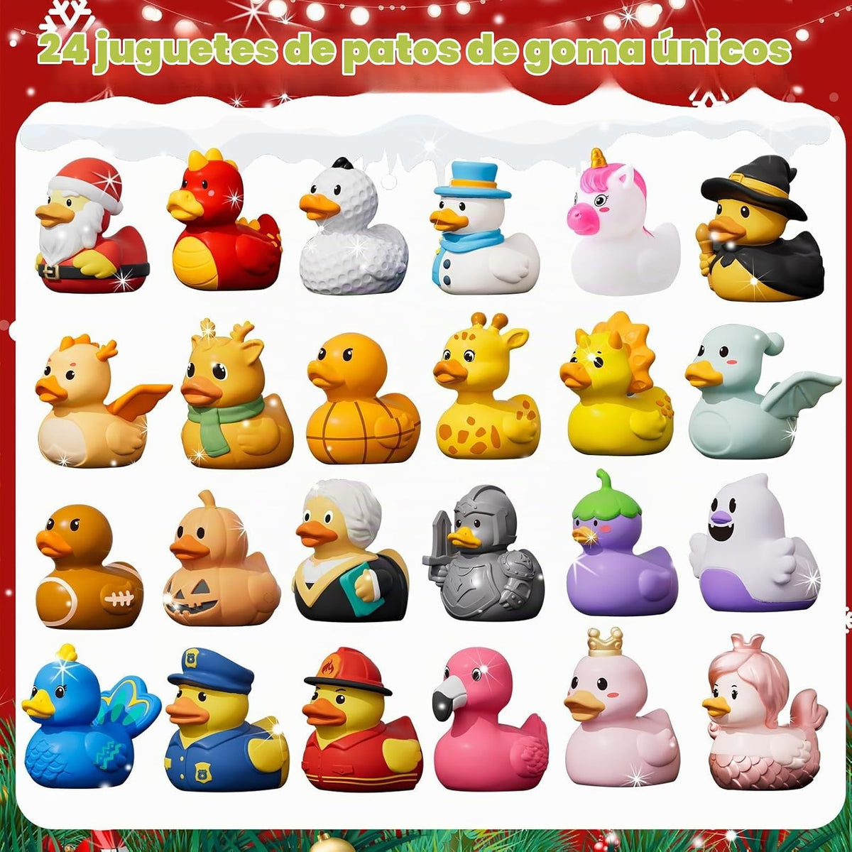 Calendario de Adviento de patitos de goma 2026 – Cuenta regresiva de 24 días para Navidad para niños