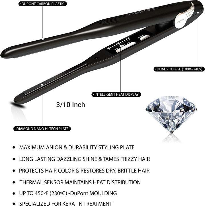 H2PRO Black Diamond - Plancha de pelo de cerámica turmalina de 3\/1...