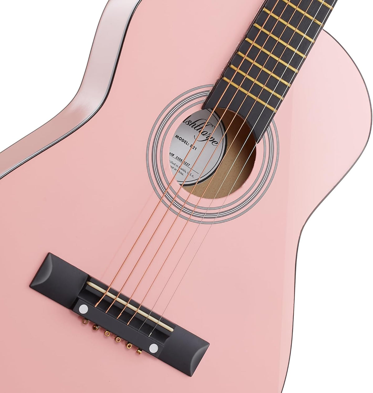 Ashthorpe Guitarra acústica infantil de 30 pulgadas (rosa), kit de inicio para principiantes con bolsa de concierto, cuerdas adicionales, correa, púas y lecciones