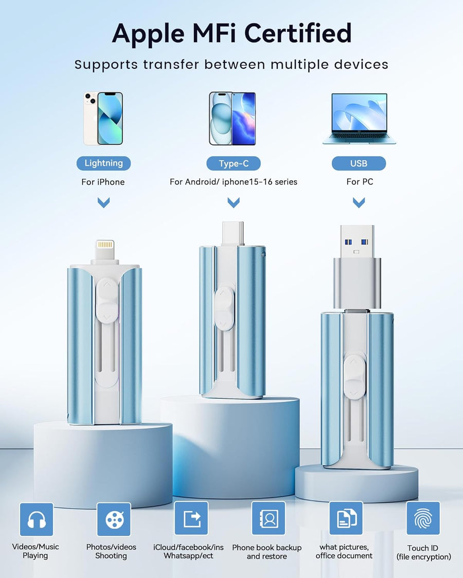 Unidad flash con certificación MFi de 512 GB para iPhone Thumb Driv...