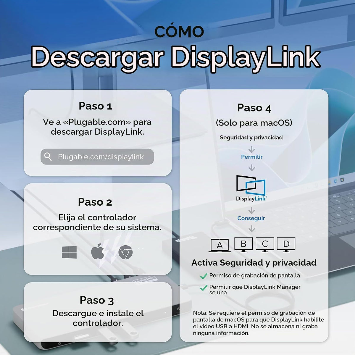 Plugable Base Thunderbolt 4 para cuatro monitores de 100 W, la estación de acoplamiento Thunderbolt conecta hasta cuatro monitores 4K para portátiles Windows y Mac, 2x HDMI, 4x Thunderbolt 4/USB C