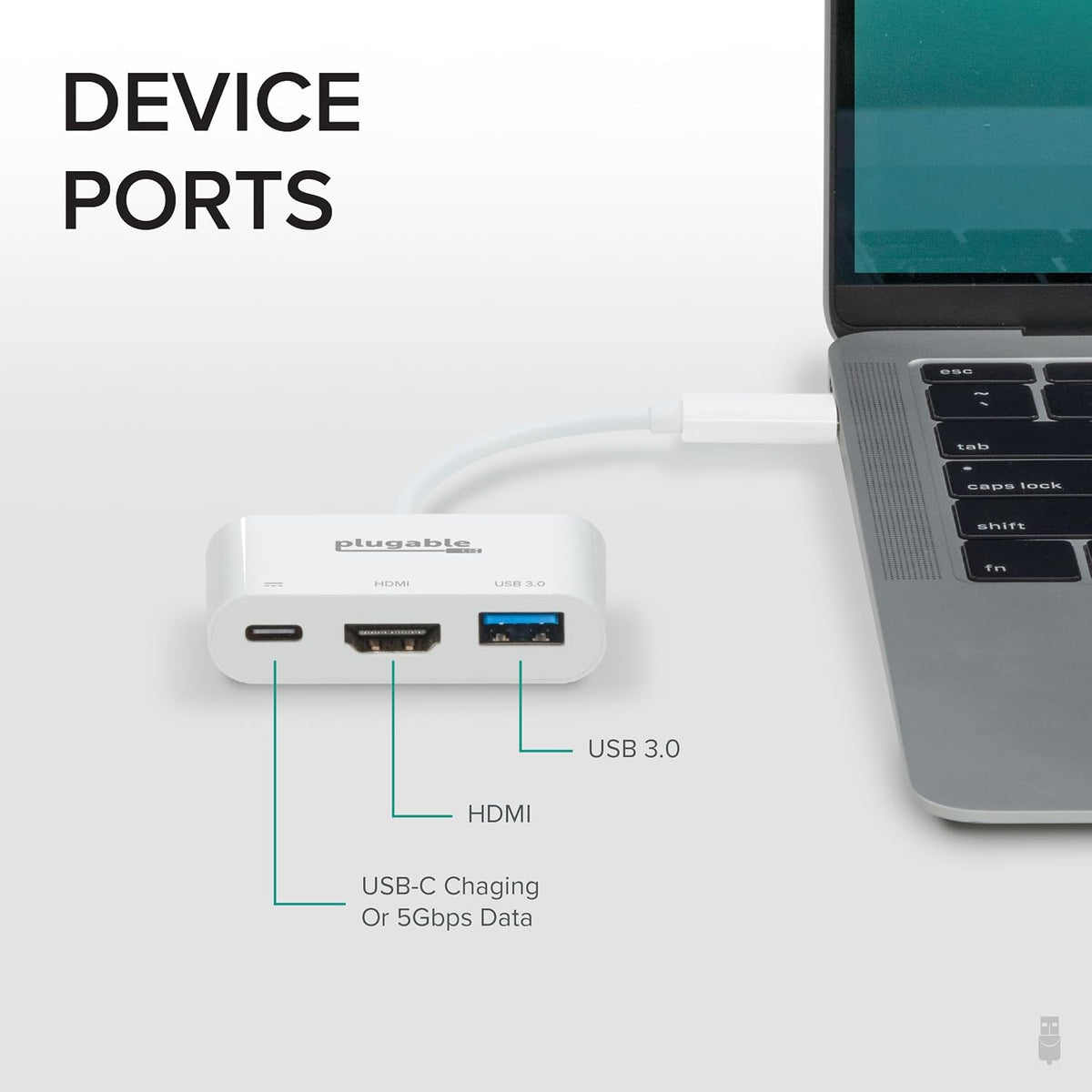 Plugable, USBC-MD103, hub USB 2.0, alimentado
