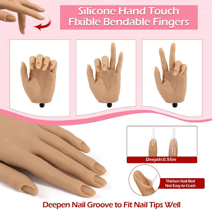 LIONVISON Mano de práctica para uñas acrílicas: mano de maniquí fal...