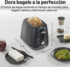 Tostadora Hamilton Beach de 2 rebanadas con botones de Bagel, Descongelar y Cancelar