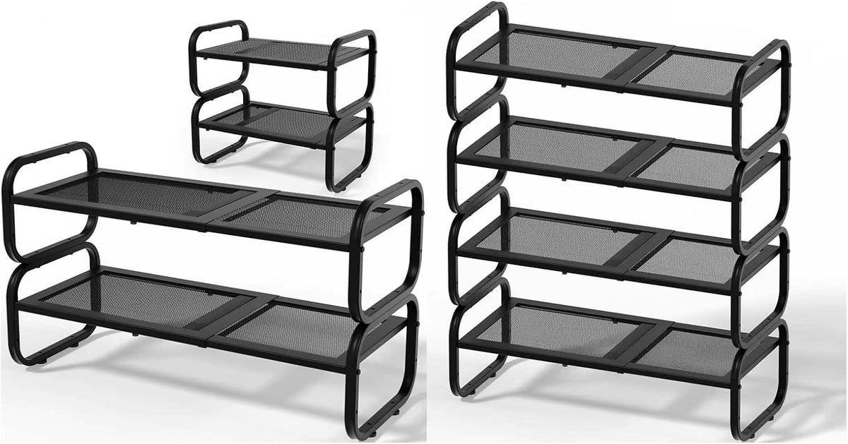 Zapatero de 2 niveles y 4 niveles - Organizador de zapatos expandible para