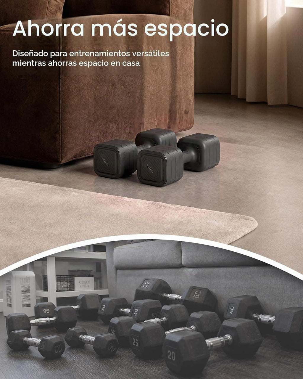 YOTTOY Juego de mancuernas 4 en 1, juego de mancuernas ajustables para