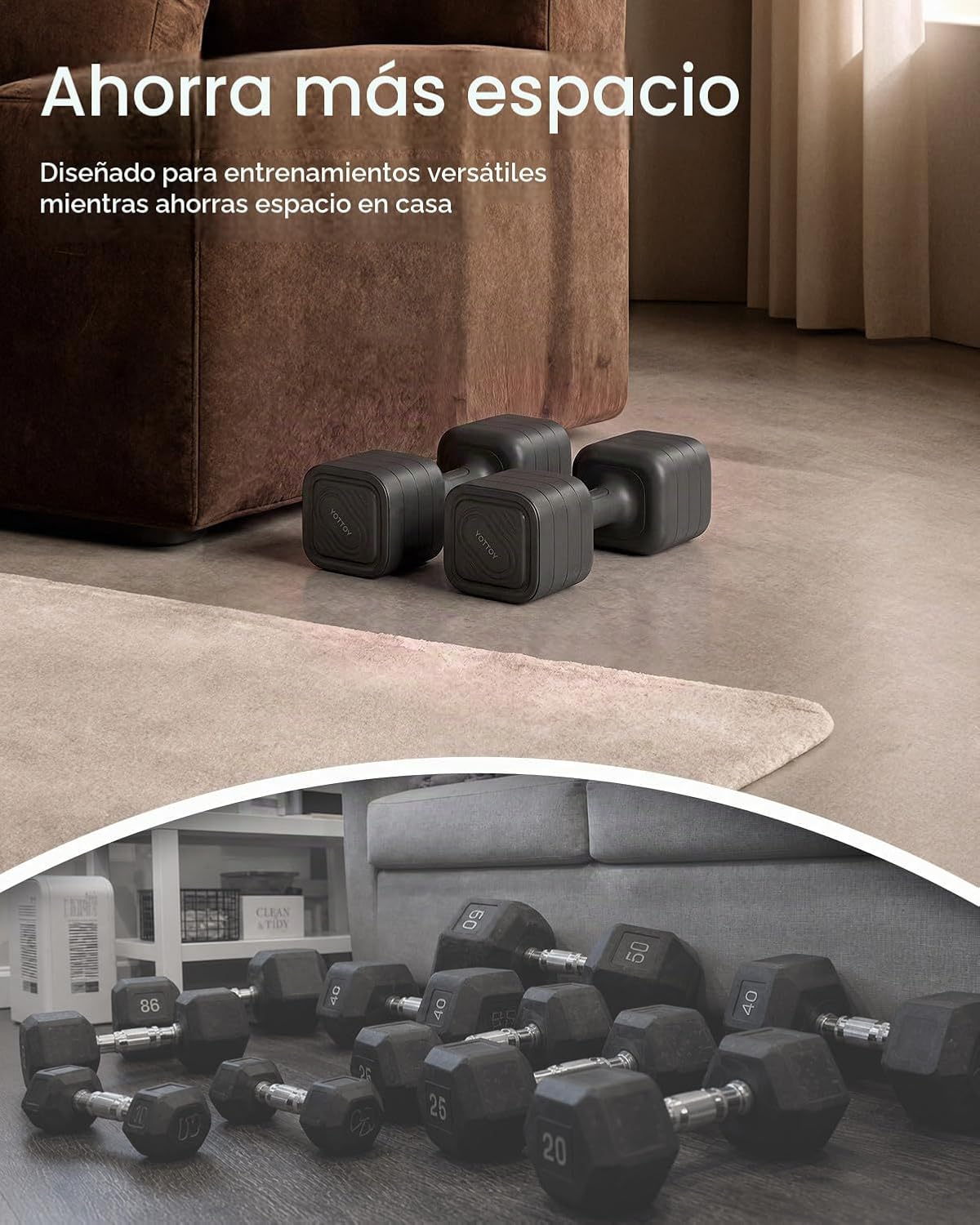 YOTTOY Juego de mancuernas 4 en 1, juego de mancuernas ajustables para