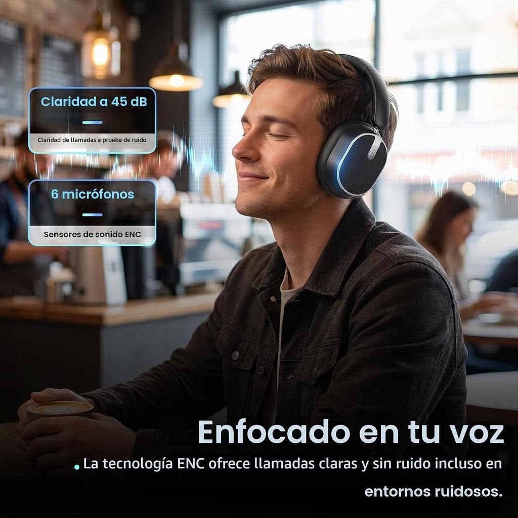 Auriculares inalámbricos híbridos con cancelación activa de ruido Bluetooth