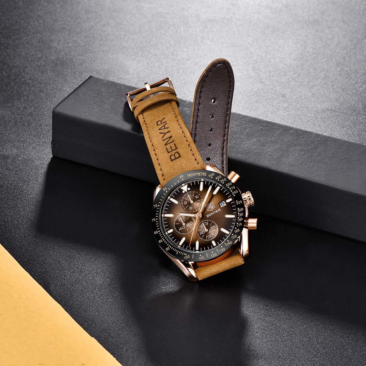 BENYAR Reloj para hombre analógico cronógrafo de cuarzo, impermeable, luminoso, de diseñador, relojes de pulsera para hombre, para negocios, trabajo, deporte, casual, con correa de silicona