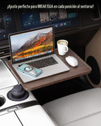 Escritorio de coche para portátil, mesa portavasos, con rotación de
