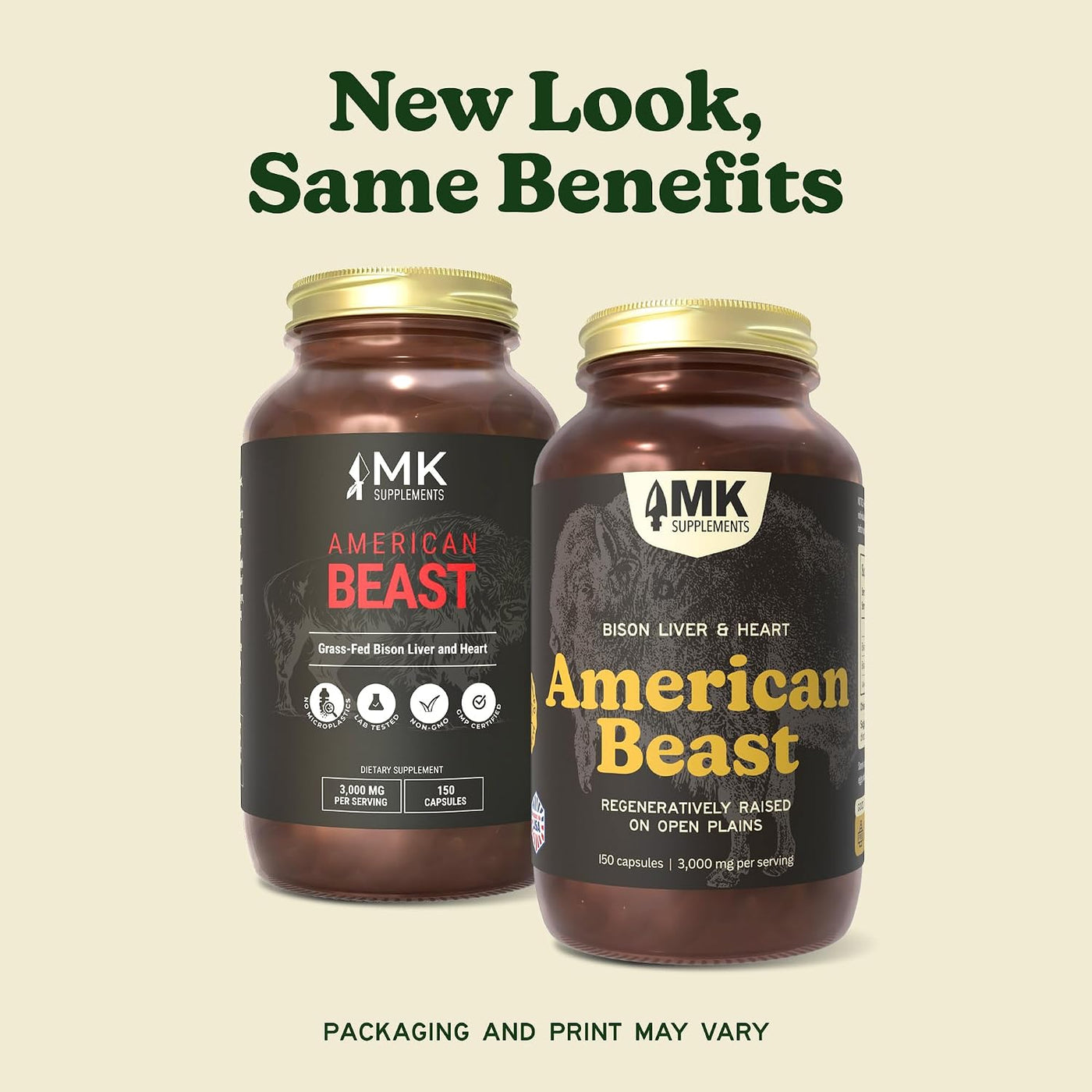 MK Supplements American Beast, Suplemento de Órganos de Bisonte par...