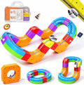 Juego de tren eléctrico 3D para niños, 22 piezas de juguete de pista de carreras 3D, juguete de tren de viaje portátil con bolsa de viaje, juegos de pista de carreras para niños, niños y niñas de 3