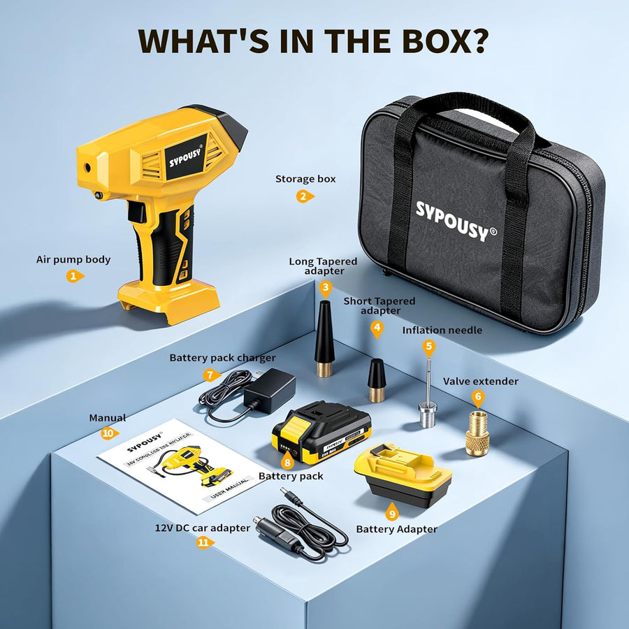 Inflador de neumáticos inalámbrico mejorado, compresor de aire port...