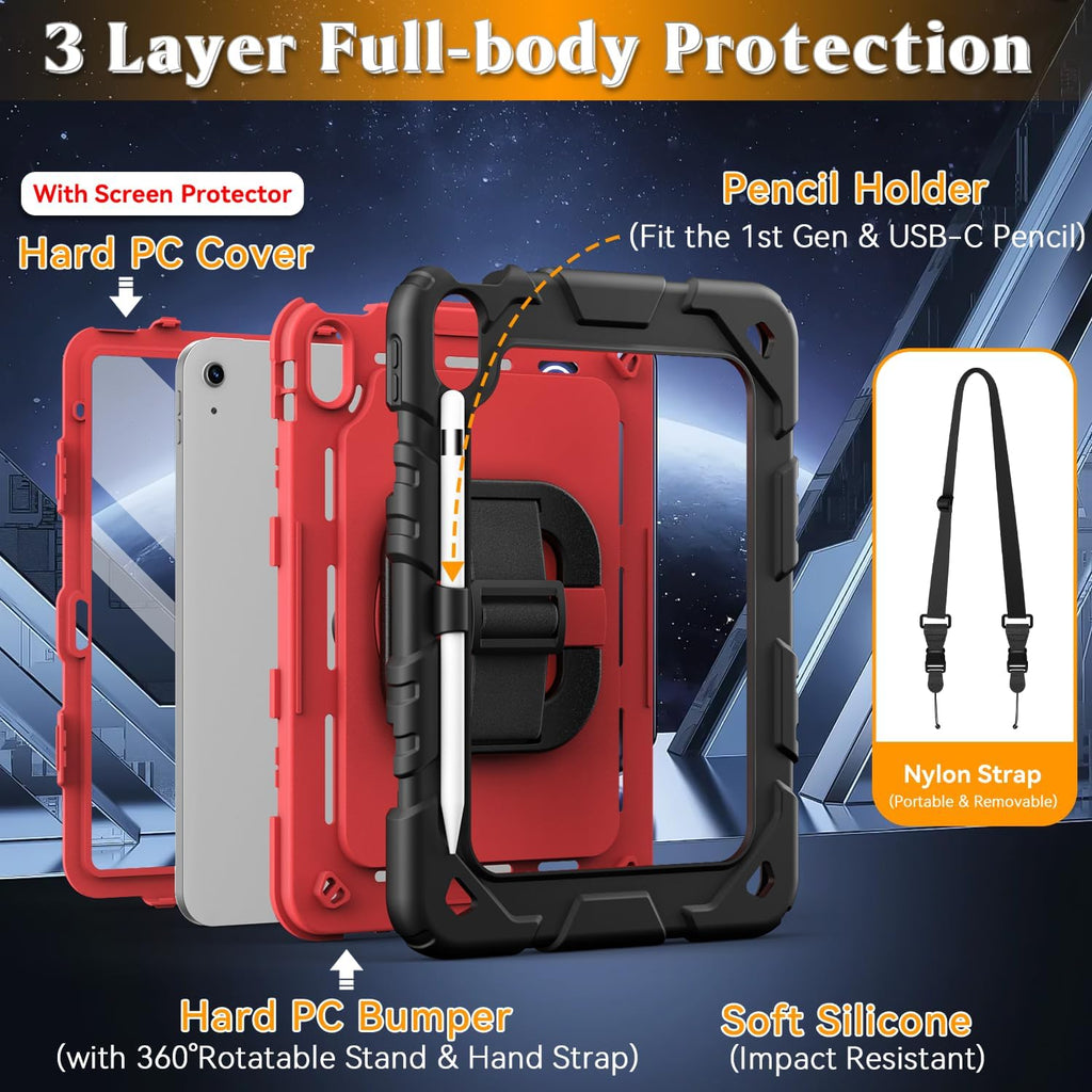 Funda para iPad A16 de 11ª/10ª generación de 11"/10.9", a prueba de golpes