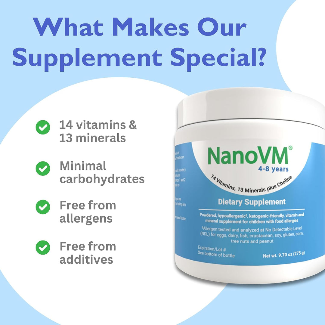 NanoVM 4-8 años, Multivitamínico para niños sin alérgenos, vitamina...