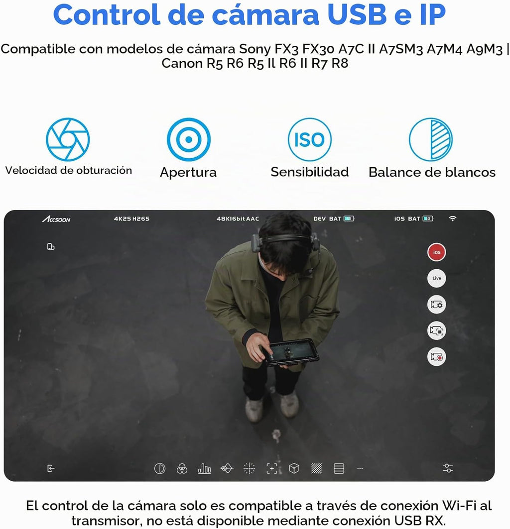Accsoon CineView SE 4K Wireless SDI HDMI Transmisor y receptor de video, 4K30/1080P60 Control de cámara Sistema de transmisión de video, 1312 pies 50 ms Lat. USB +4 aplicaciones de monitoreo, par