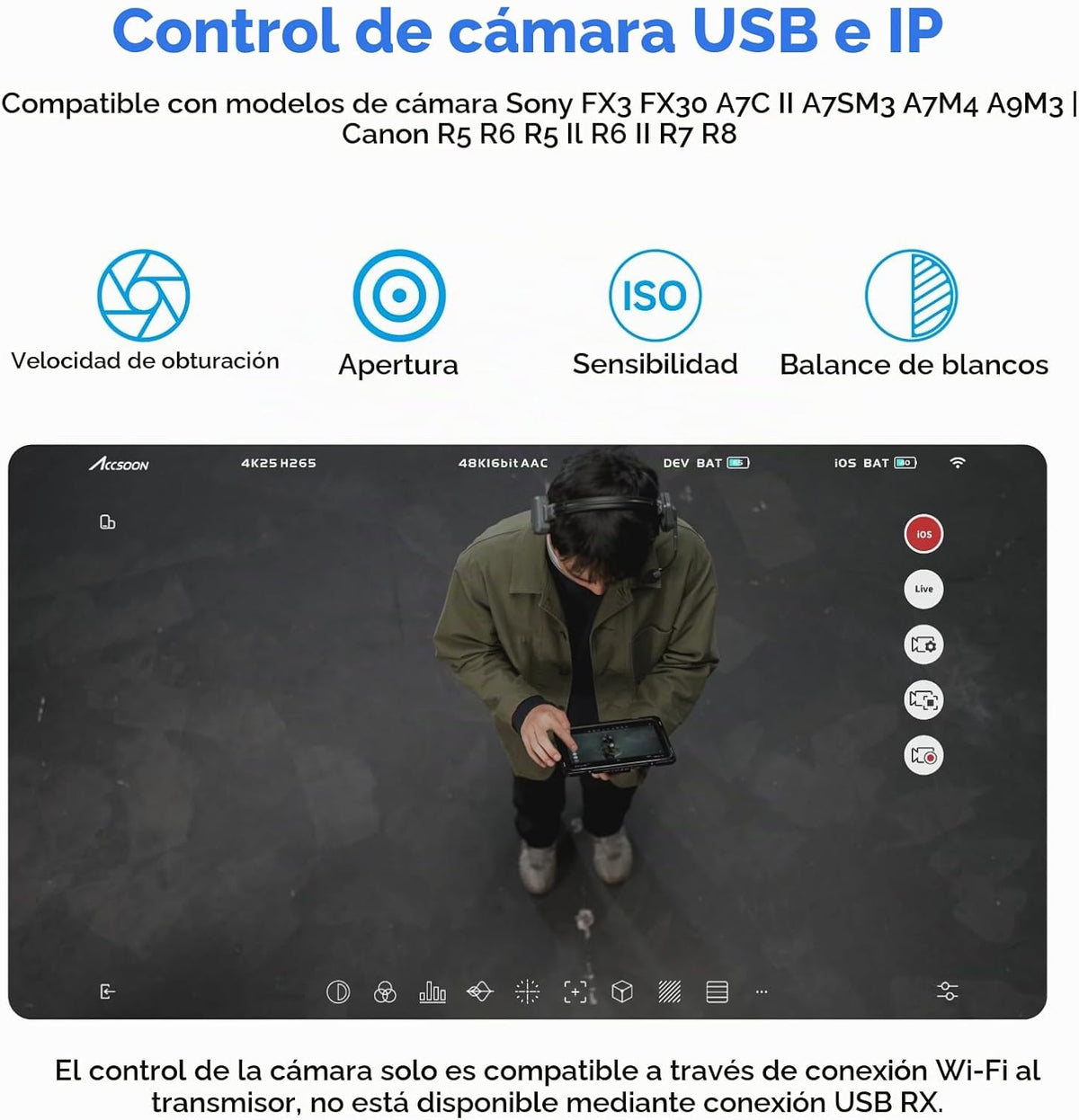 Accsoon CineView SE 4K Wireless SDI HDMI Transmisor y receptor de video, 4K30/1080P60 Control de cámara Sistema de transmisión de video, 1312 pies 50 ms Lat. USB +4 aplicaciones de monitoreo, par