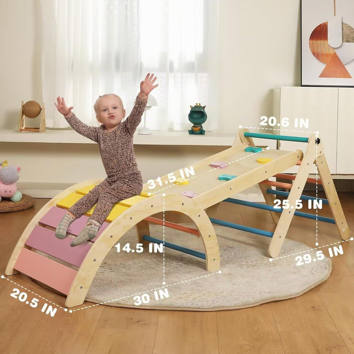Pikler - Juego de triángulos con cojín, 7 en 1, juguetes de escalada para interiores