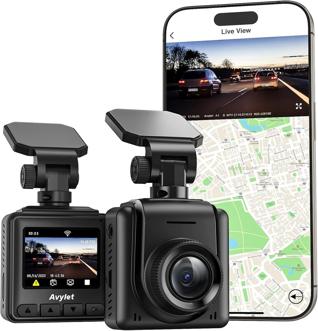 Dash Cam WiFi 2K cámara de coche con aplicación GPS