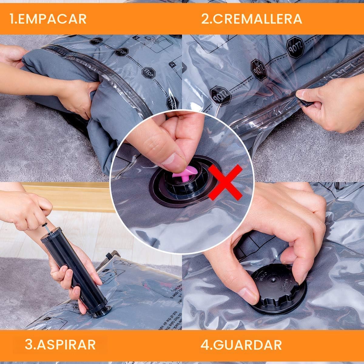 GONGSHI Bolsas de almacenamiento al vacío con bomba eléctrica