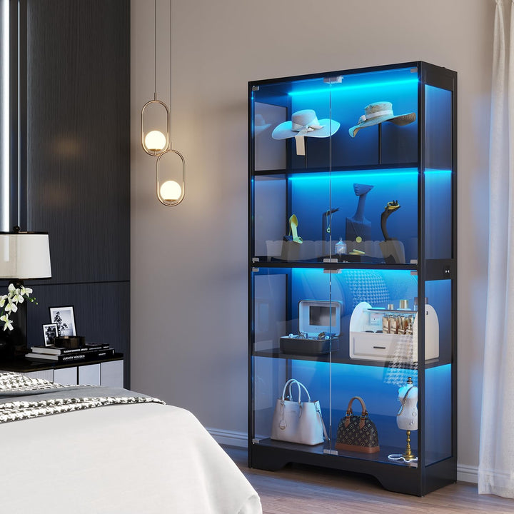 knoworld Vitrina con puertas de cristal, gabinete Curio de 63 pulga...