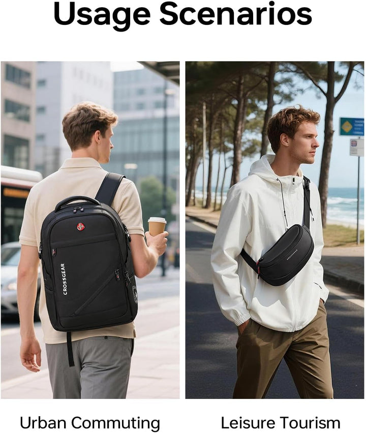CROSSGEAR Mochila para laptop de 17.3 pulgadas para hombres y mujer...