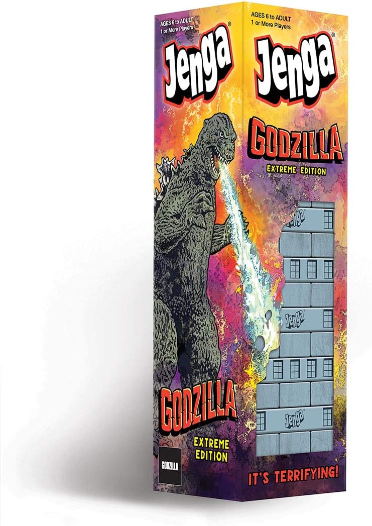 Jenga: Edición Extrema de Godzilla | Basado en la Clásica Franquicia de Películas de Monstruos Godzilla | Juego de Jenga Coleccionable | Juego Único con Pieza Movible de Godzilla