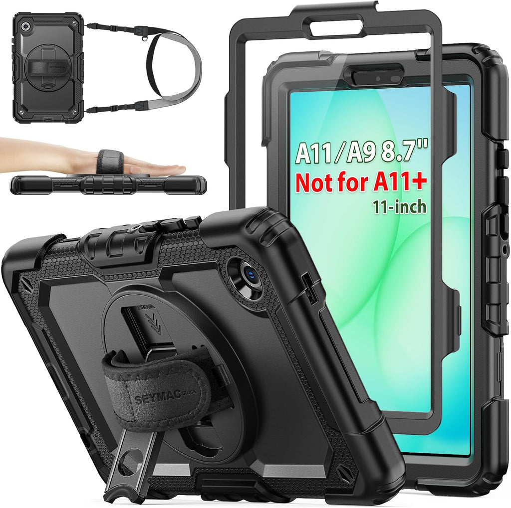SEYMAC stock Funda para Samsung Galaxy Tab A11/A9 de 8.7 pulgadas (no para A11+Plus11 pulgadas), funda de protección contra caídas de cuerpo completo con protector de pantalla y soporte para lápiz