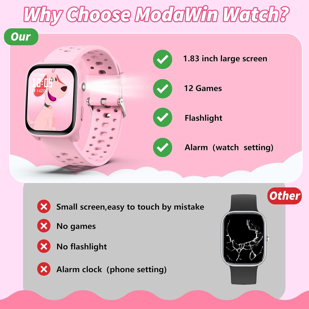 Relojes inteligentes, frecuencia cardíaca, monitor de sueño, podómetro, linterna, pantalla táctil de 1.83 pulgadas, impermeable IP68