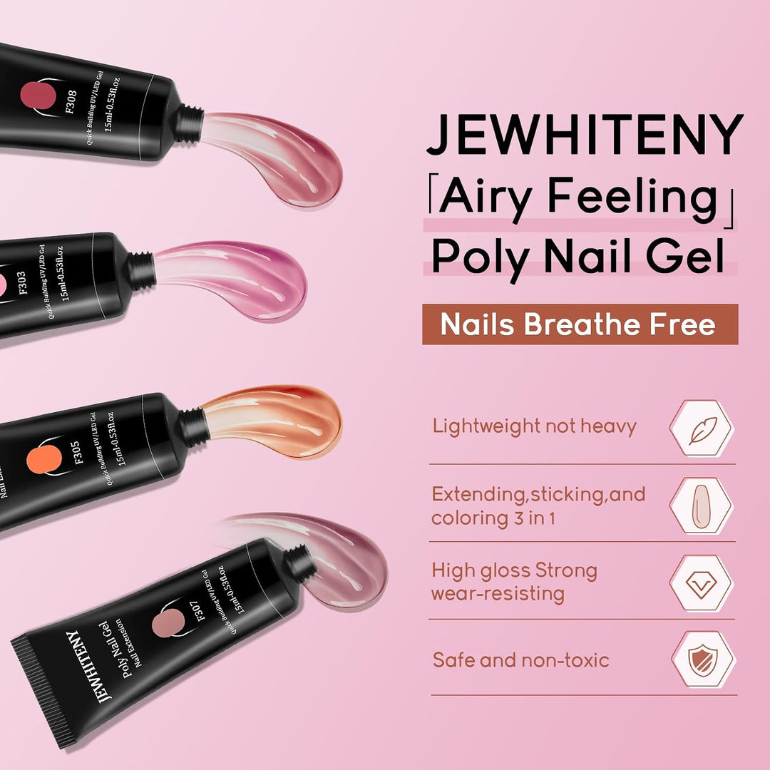 JEWHITENY - Kit de uñas de gel de extensión de polivinílico de 14 p...