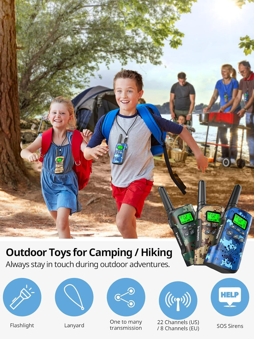 Inspireyes Walkie Talkies para niños recargables, juguetes para niñ...