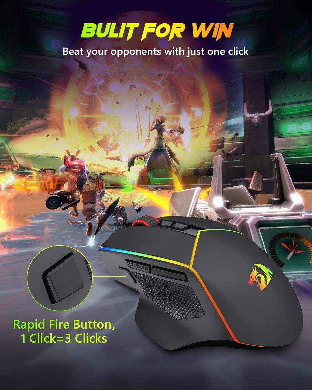 Redragon Ratón Inalámbrico para Juegos, Ratón Ergonómico para Juego...