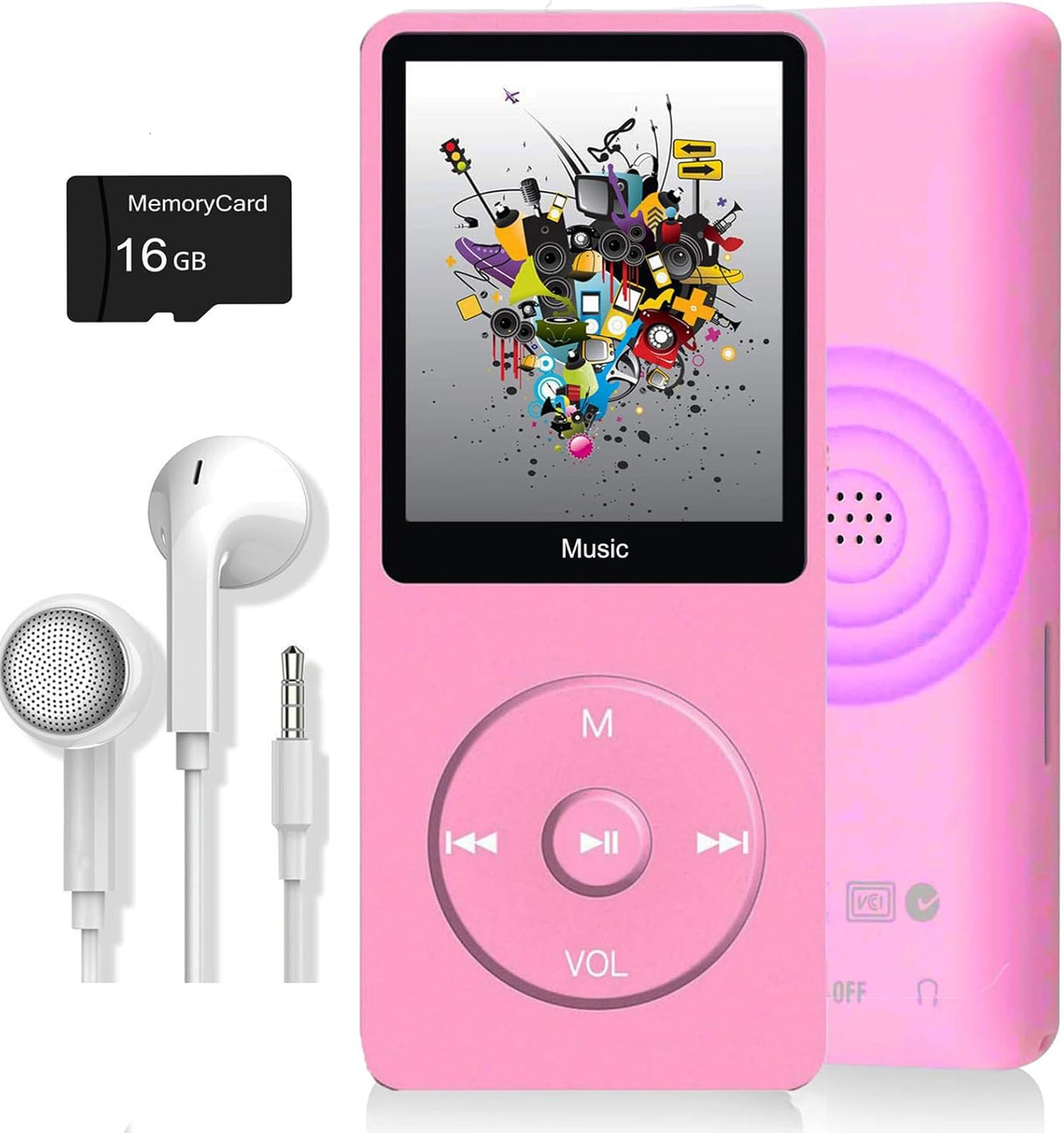 MP3 Player, Music Player with 16GB Micro SD Card, Build-in Speaker\...