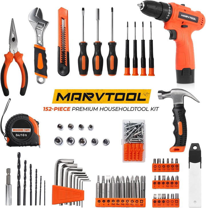 MarvTool Juego de herramientas mecánicas de 152 piezas, caja de her...