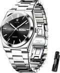 Relojes de negocios de cuarzo de acero inoxidable de cara grande de